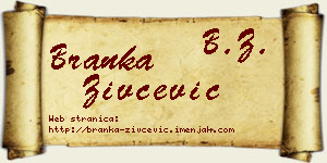 Branka Živčević vizit kartica